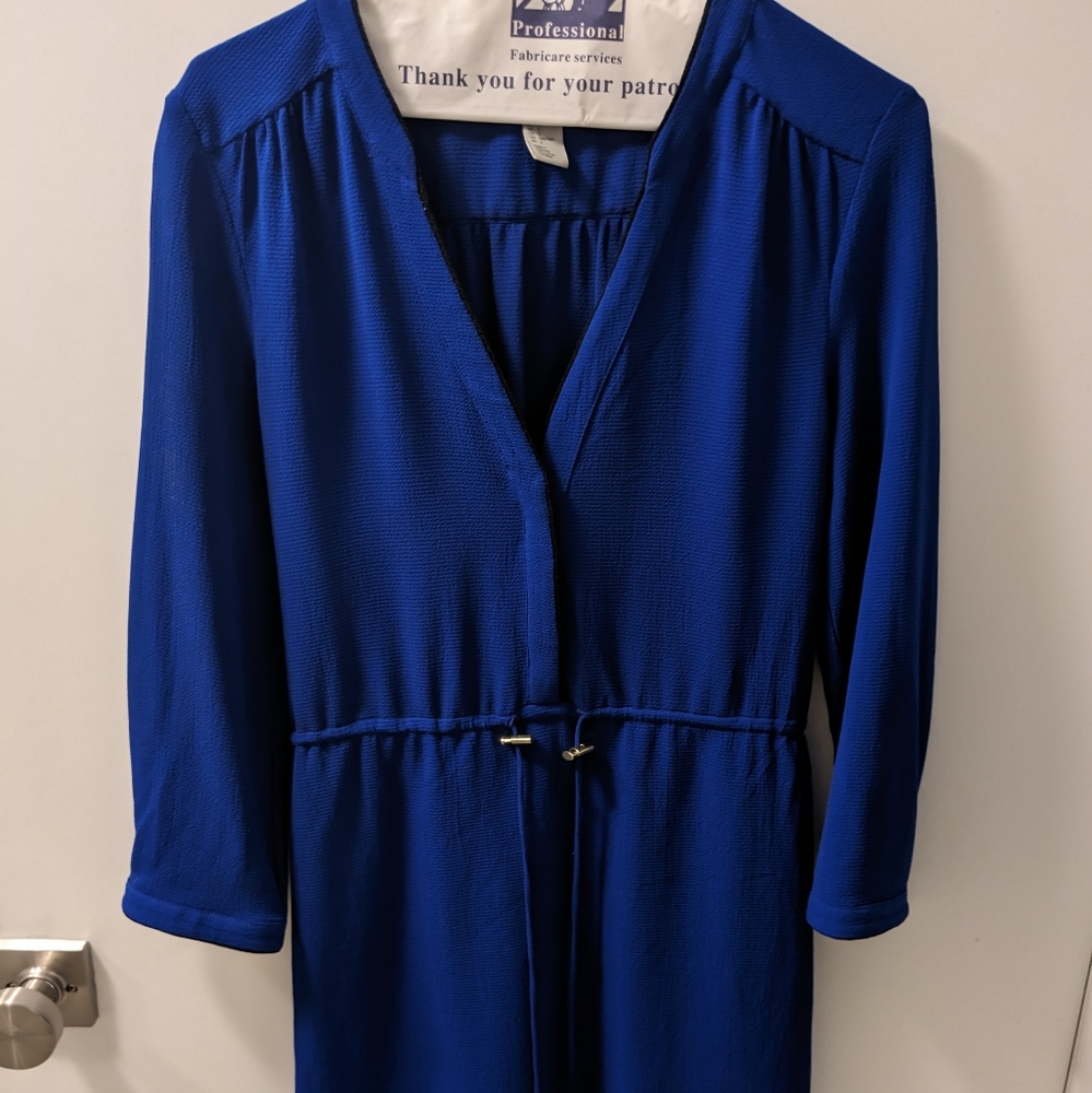 H&M blue dress - long sleeved dress with drawstring waist - Size 2